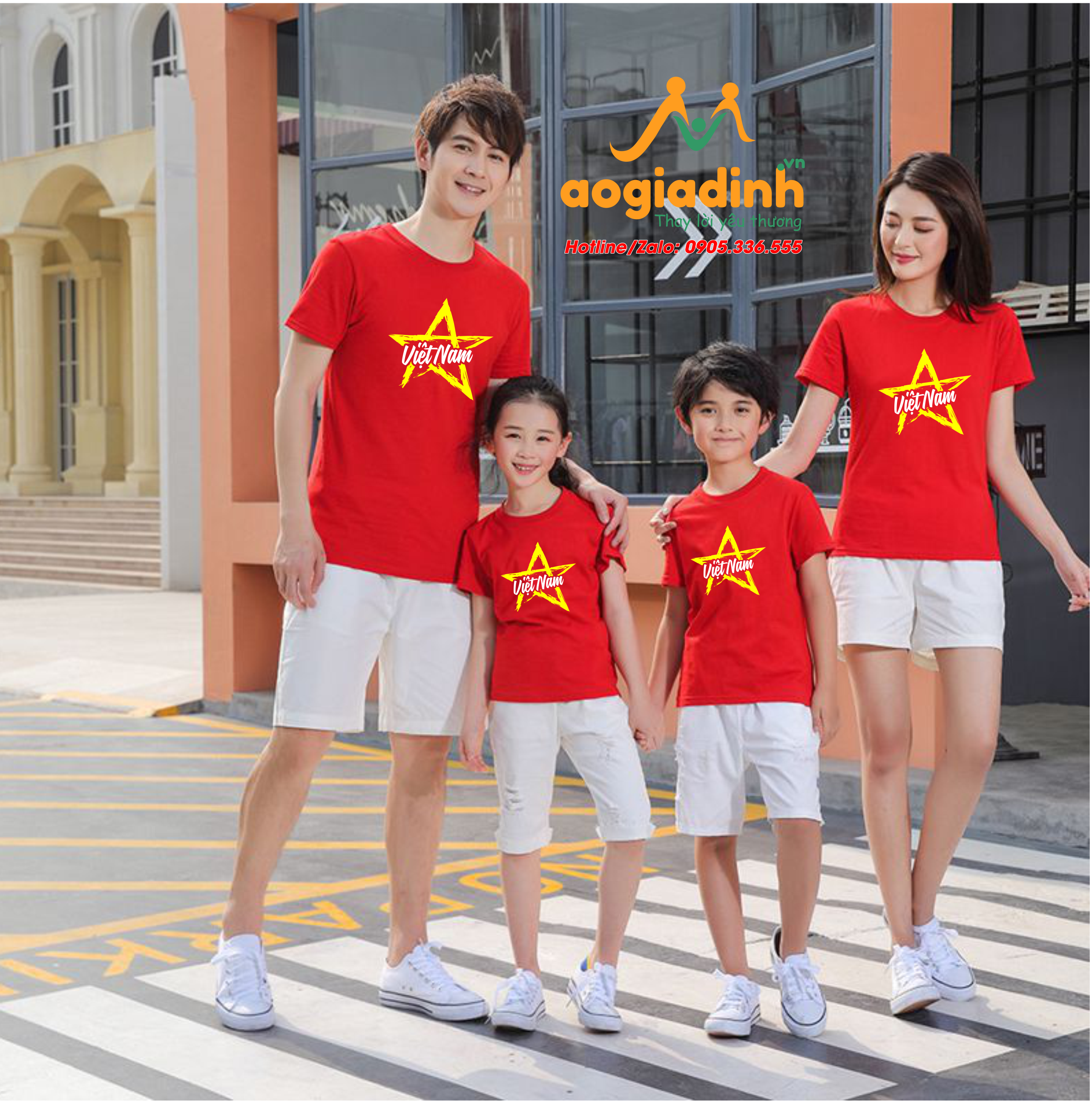 Áo gia dình - cờ đỏ sao vàng đẹp